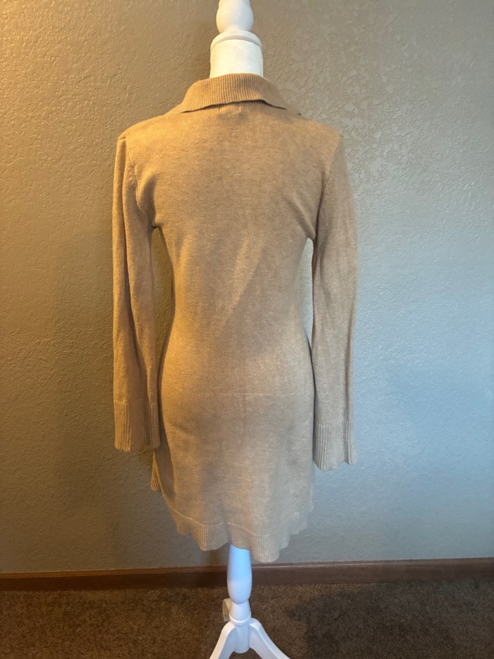 Knit Sweater Dress in Camel - Picture 4 of 4